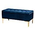 Baxton Studio Glam And Luxe Velvet Tufted Storage Ottoman With Metal Legs, Navy Blue/Gold 1 thumbnail image
