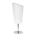 Simple Designs Mini Chrome Table Lamp With Angled Shade, 12-5/8"H, White Shade/Chrome Base