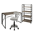 LumiSource Dakota Desk Set, Black/Brown/Antique/Light Gray
