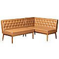 Baxton Studio Riordan 2-Piece Dining Nook Banquette Set, Tan/Walnut 1 thumbnail image