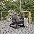 Flash Furniture Newport All-Weather Outdoor Furniture Adirondack Chair With Cup Holder, Gray 1 thumbnail image