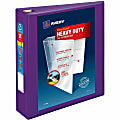 Avery® Heavy-Duty View 3-Ring Binder With Locking One-Touch EZD™ Rings, 2" D-Rings, 39% Recycled, Purple