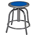 National Public Seating® 18” - 24” Height Adjustable Swivel Stool, Persian Blue Steel Seat, Grey Frame