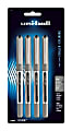 uni-ball® Vision™ Liquid Ink Rollerball Pens, Needle Point, 0.3 mm, Black Barrel, Black Ink, Pack Of 4