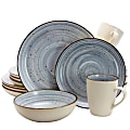 Elama 16-Piece Stoneware Dinnerware Set, Powder Blue