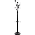 ALBA Tree-Hook Coat Stand With Umbrella Holder, 73 5/8"H x 15"W x 15"D, Black