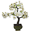 Nearly Natural Cherry Blossom Bonsai 20”H Artificial Tree With Pot. 20”H x 19”W x 9”D, White