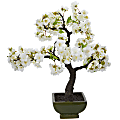 Nearly Natural Cherry Blossom Bonsai 20”H Artificial Tree With Pot. 20”H x 19”W x 9”D, White 1 thumbnail image
