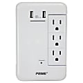 Prime 6-Outlet Wall Tap With 1,200-Joule Surge Protection And Dual USB Charger, White, PBRUSB346S 1 thumbnail image