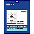 Avery® Permanent Labels With Sure Feed®, 94106-WMP250, Square, 1-1/2" x 1-1/2", White, Pack Of 5,000