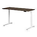 South Shore Ezra Electric Adjustable-Height Standing Desk, 48-3/4"H x 59-1/2"W x 27-1/2"D, Natural Walnut/White