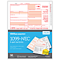 Office Depot® Brand 1099-NEC Laser Tax Forms, 2-Up, 4-Part, 8-1/2" x 11", Pack Of 50 Forms