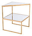 Zuo Modern Planes Glass And Steel Free Form End Table, 22-1/4”H x 18-5/16”W x 18-5/16”D, Gold