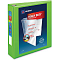 Avery® Heavy-Duty View 3-Ring Binder With Locking One-Touch EZD™ Rings, 2" D-Rings, 39% Recycled, Chartreuse