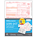 Office Depot 1099-INT Laser Tax Forms With Envelopes, 4-Part, 2-Up, 8-1/2" x 11", Pack Of 10 Form Sets 1 thumbnail image