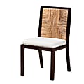 bali & pari Joana Modern Bohemian Wood and Natural Abaca Dining Side Chair, White/Natural/Dark Brown