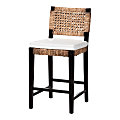 bali & pari Alise Mahogany Wood And Seagrass Counter-Height Stool With Back, Brown/Dark Brown 1 thumbnail image