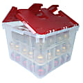 Iris® Wing-Lid Ornament Storage Box, 15 Gallons, Clear/Red 1 thumbnail image