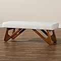 Baxton Studio Rika Japandi Boucle Fabric Bench, 17-3/4"H x 48-5/8"W x 18-1/2"D, Cream/Walnut Brown