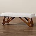 Baxton Studio Rika Japandi Boucle Fabric Bench, 17-3/4"H x 48-5/8"W x 18-1/2"D, Cream/Walnut Brown 1 thumbnail image