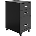 LYS NuSparc 18"D Mobile Pedestal 3 Drawer Organizer Cabinet, Black 1 thumbnail image