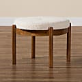 Baxton Studio Iliana Japandi Boucle Fabric And Finished Rubberwood Ottoman Footstool, Cream/Walnut Brown 1 thumbnail image