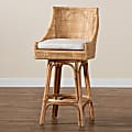 bali & pari Bella Rattan Bar Stool, White/Natural Brown