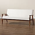 Baxton Studio Stratton Boucle Fabric And Finished Wood Sofa, 33-5/16"H x 71-5/16"W x 29-3/4"D, Cream/Walnut Brown
