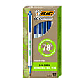BIC® Clic Stic Retractable Ball Pens, Pack Of 12, Medium Point, Clear Barrel, Blue Ink