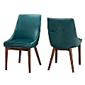 Baxton Studio Gilmore Dining Chairs, Teal/Walnut Brown, Set Of 2 Chairs