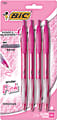 BIC® Atlantis™ Retractable Ballpoint Pens, Medium Point, 1.0 mm, Pink Barrel, Pink Ink, Pack Of 4