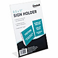 Nu-Dell One-piece Vertical Sign Holder, 8.5"W x 11"H, Rectangular Shape, Self-standing, Acrylic, Clear 1 thumbnail image