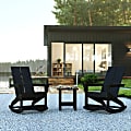 Flash Furniture Finn 3-Piece Modern Commercial Grade All-Weather Adirondack Rocking Chair Set, Black 1 thumbnail image