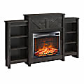 Ameriwood Home Farmington Electric Fireplace With Mantel & Side Bookcases, 35-5/8"H x 59-5/16"W x 9-1/2"D, Black Oak 1 thumbnail image