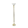 Elegant Designs 1-Light Torchiere Floor Lamp, 71"H, Gold/White