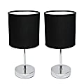 Simple Designs Chrome Mini Basic Table Lamp Set with Black Fabric Shades 1 thumbnail image