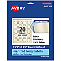Avery® Pearlized Permanent Labels With Sure Feed®, 94110-PIP50, Square Scalloped, 1-5/8" x 1-5/8", Ivory, Pack Of 1,000 Labels 1 thumbnail image