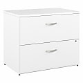 Bush Business Furniture Hybrid 35-11/16"W x 23-3/8"D Lateral 2-Drawer File Cabinet, White, Standard Delivery