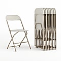 Flash Furniture HERCULES Series Premium Plastic Folding Chairs, Beige, Set Of 10 Chairs