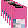 Business Source Flat Clip Plastic Clipboard - 9" x 12" - Plastic - Neon Pink - 6 / Bundle 1 thumbnail image