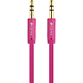Kanex Stereo AUX Flat Cable - First End: 1 x Mini-phone Male Audio - Second End: 1 x Mini-phone Male Audio - Gold Plated Connector - Pink