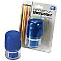 OIC Twin Pencil/Crayon Sharpener with Cap - 2.5" Height x 1.6" Width x 1.6" Depth - Blue