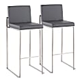 LumiSource Fuji Contemporary Counter Stools, Gray/Silver, Set Of 2 Stools