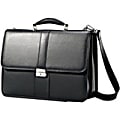 Samsonite Carrying Case (Briefcase) for 15.6" Notebook - Black - Leather Body - Shoulder Strap, Handle - 12" Height x 16.5" Width x 6" Depth - 1 Pack