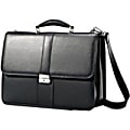 Samsonite Carrying Case (Briefcase) for 15.6" Notebook - Black - Leather Body - Shoulder Strap, Handle - 12" Height x 16.5" Width x 6" Depth - 1 Pack 1 thumbnail image