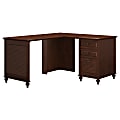 kathy ireland® Home by Bush Furniture Volcano Dusk L-Shaped Desk With 3 Drawer Pedestal, Coastal Cherry, Standard Delivery