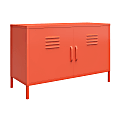 Ameriwood™ Home Cache 2-Door Metal Locker Accent Cabinet, 25-1/4”H x 39-3/8”W x 15-3/4”D, Orange