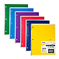 Mead® Spiral® Notebook, 8" x 11", 1 Subject, College Ruled, 200 Pages (100 Sheets), Assorted Colors