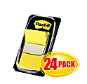 Post-it® Flags, 1" x 1 -11/16", Yellow, 50 Flags Per Pad, Pack Of 24 Pads 1 thumbnail image