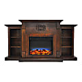 Cambridge® Sanoma Electric Fireplace With Built-In Bookshelves And Multicolor LED Flame Display, Walnut